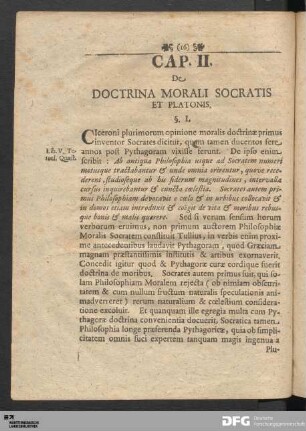 Cap. II. De Doctrina Morali Socratis et Platonis.