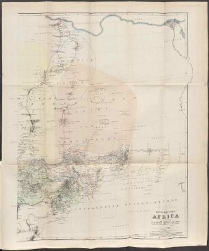 Karte eines Theils von Africa : (östliches Blatt) zur Übersicht von Dr. H. Barth's Reisen, 1850-1855 und der von ihm gesammelten Itinerarien