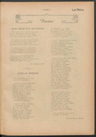 Poesías : Mon coeur est un roman [y] Canción ingenua