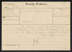 Brief von Hans Kyser und Lissi Kyser an Gerhart Hauptmann