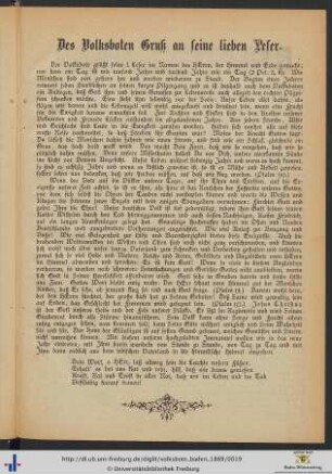 Des Volksboten Gruß an seine lieben Leser.