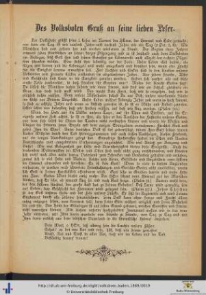 Des Volksboten Gruß an seine lieben Leser.