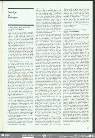 Zu Lothar Kühne: Henry van de Velde und der Typisierungsstreit in 4/78 : Beiträge zu Beiträgen