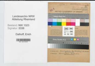 Entnazifizierung Erich Dalhoff , geb. 02.02.1908 (Oberkonsisterialrat)