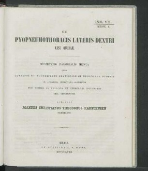 De Pyopneumothoracis Lateris Dextri Casu Quodam.