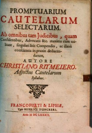 Promptuarium cautelarum selectarum