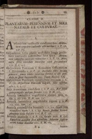 Classis II. Plantarum perennium et soli natalis et culturae.