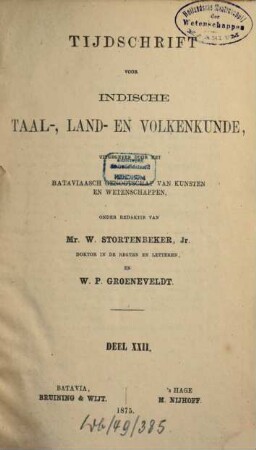 Tijdschrift voor Indische taal-, land- en volkenkunde. 22. 1875