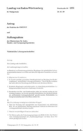 Antrag der FDP: Nichteheliche Lebensgemeinschaften