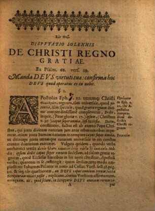 Disp. ... de Christi regno gratiae, ... Ps. 68, 29.
