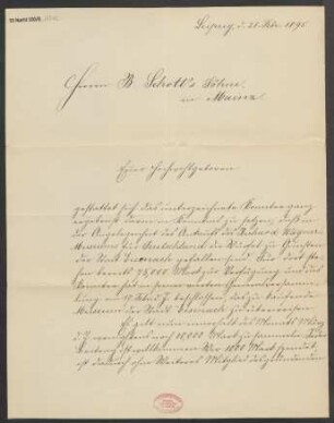 Brief an B. Schott's Söhne : 28.02.1895