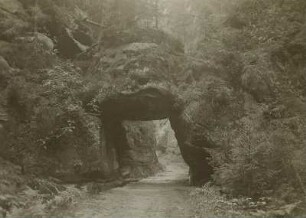 Elbsandsteingebirge. Schwarzes Tal bei Hinterhermsdorf. Felsentor