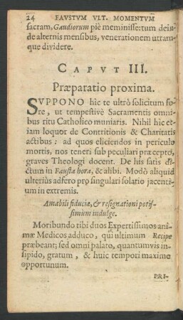 Caput III. Praeparatio proxima