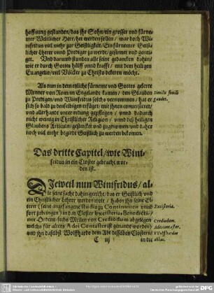 Das dritte Capitel, wie Winifridus in ein Closter gebracht worden ist