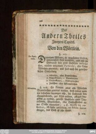 Des Andern Theiles Zweytes Capitel. Von den Wörtlein.