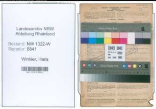 Entnazifizierung Hans Winkler , geb. 13.10.1907 (Kaufmaennischer Angestellter)
