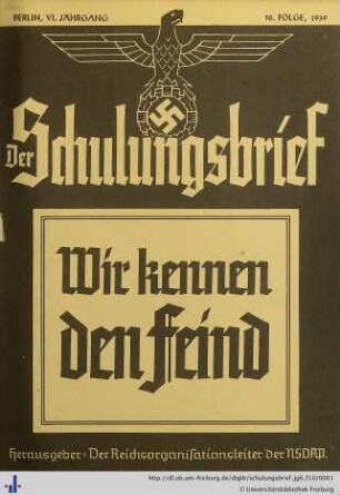 VI. Jahrgang, Folge 10: Der Schulungsbrief