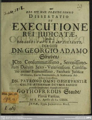 Dissertatio de executione rei judicatae