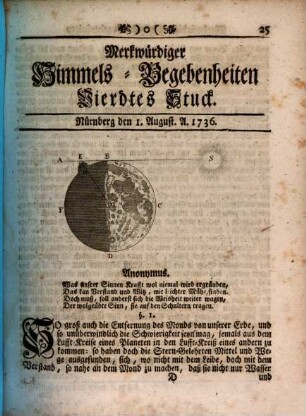 Merkwürdiger Himmels-Begebenheiten Stück ..., 1736,4 (Aug.)