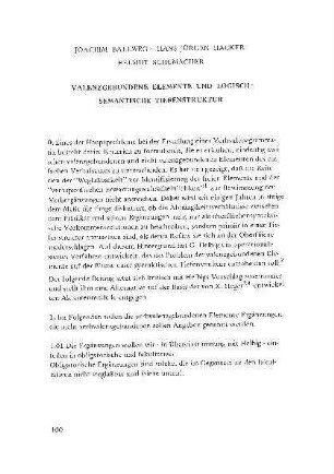 Valenzgebundene Elemente und logisch-semantische Tiefenstruktur