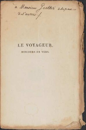 Le Voyageur, Discours En Vers