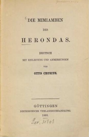 Die Mimiamben des Herondas