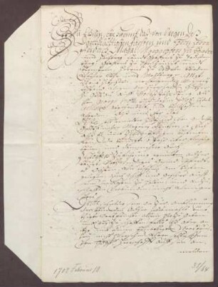 Bestandsbrief über die Gottesauer Meierei zwischen der Landesherrschaft und Claus Hübscher.