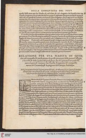 Relatione per sua maesta die quelche nel conquisto [...]