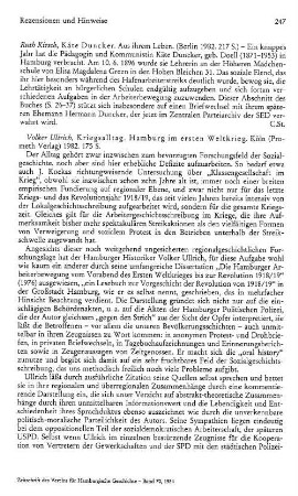 Ullrich, Volker :: Kriegsalltag, Hamburg im ersten Weltkrieg : Köln, Prometh-Verl., 1982
