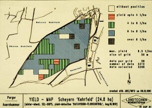 Yield - Map Scheyern "Kehrfeld" (24.8 ha) (winter whaet; SEL-DGPS; yield detection "DATAVISION FLOWCONTROL", Aug. 16. 1991)