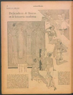 Delicadeza de líneas en la lencería moderna [Dibujos] : Para la mujer