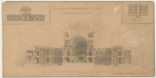 Thiersch, Friedrich von; Leipzig (Sachsen); Reichsgericht - Perspektivischer Schnitt; Fassade (Ansicht, Grundriss)