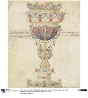 Pokal, farbig verziert, mit Amethyst
