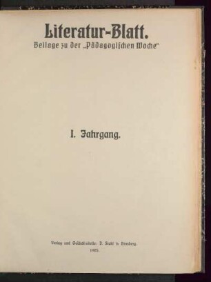 1: Literatur-Blatt - 1.1905