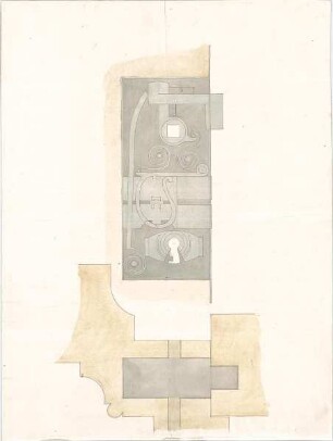 Voit, August von; Weißenhorn; Pfarrkirche - Türschloss (Schnitte)