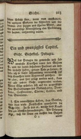 Ein und zwanzigstes Capitel. Gicht. Gichtfluß, Podagra.