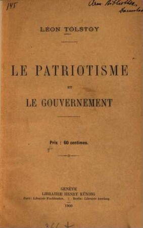 Le Patriotisme et le Gouvernement