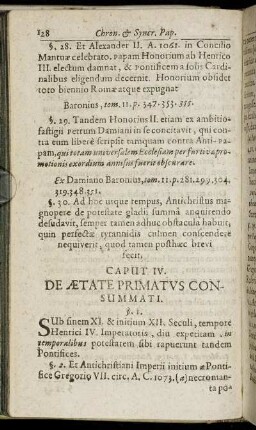Caput IV. De Aetate Primatus Consummati