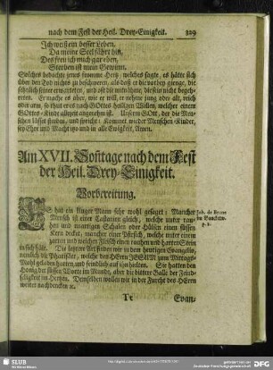 Am XVII. Sonntage nach dem Fest der Heil. Drey-Einigkeit