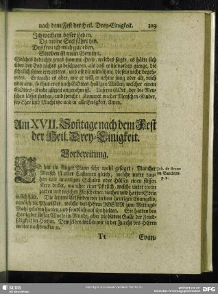 Am XVII. Sonntage nach dem Fest der Heil. Drey-Einigkeit