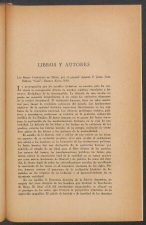 Las obras completas de Mitre, por el general Agustín P. Justo