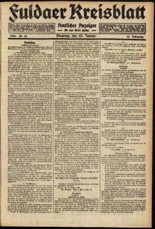 Ausgabe vom Dienstag, den 20. Januar 1920.