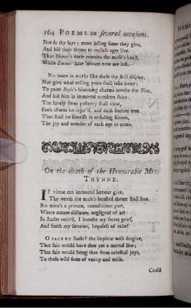 On the death of the Honourable Mrs. Thynne