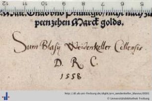 Autogramm (Aus: UB Freiburg, R 2865,bm)