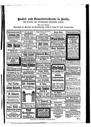 Handel- und Gewerbetreibende in Berlin, nach Erwerbs= bezw. Berufszweigen alphabetisch geordnet