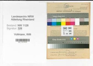 Entnazifizierung Willi Vollmann , geb. 23.08.1901 (Feuerwehrmann)