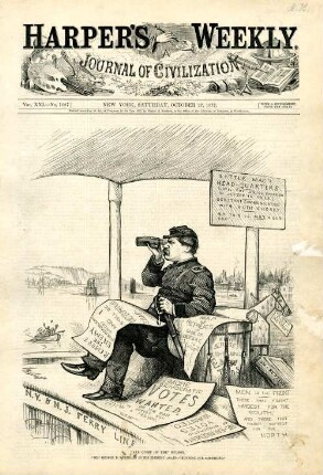 "All quiet on the" Hudson. "Mr." George B. M'Clellan in his element again - "running for something" : George Mc Clellan beobachtet von einem Schiff aus den Hudson