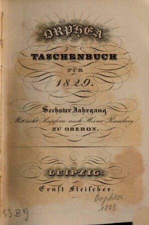 Orphea : Taschenbuch für .... 6. 1829