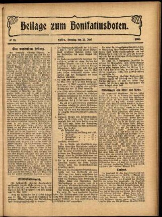 Zweite Ausgabe vom Sonntag, den 24. Juni 1906.