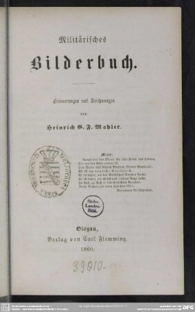 Militärisches Bilderbuch : Erinnerungen und Zeichnungen